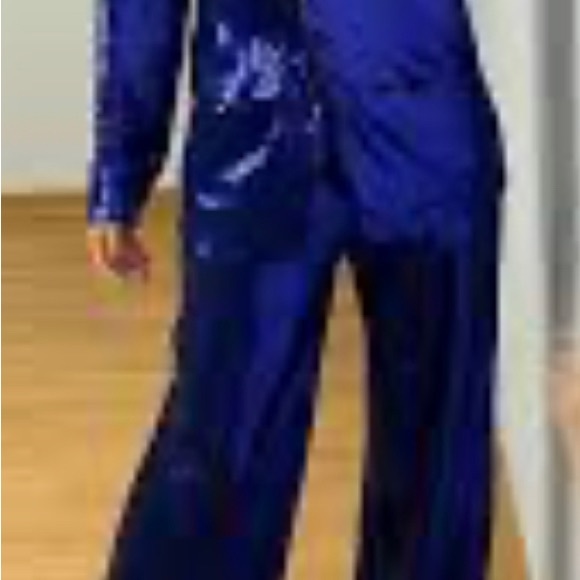 Never worn royal blue sequen, two piece suit. Trousers with back zip & pockets - Picture 1 of 5